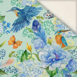 KINGFISHERS AND LILACS (KINGFISHERS IN THE MEADOW) / light blue - Linen with viscose