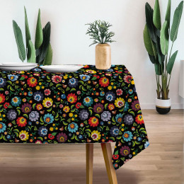 MINI LOWICZ FOLKLORE / black - Woven Fabric for tablecloths