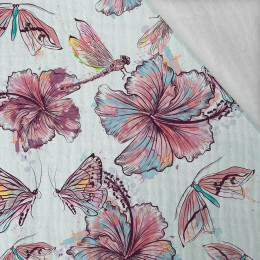 HIBISCUS AND BUTTERFLIES - Cotton muslin