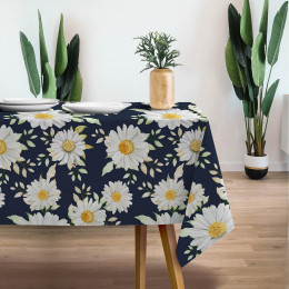 DAISIES PAT. 2 / dark blue - Woven Fabric for tablecloths