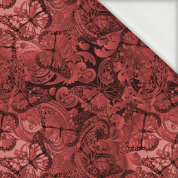 LACE BUTTERFLIES / red - looped knit fabric with elastane ITY