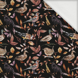 BIRDS PAT. 2 / BLACK (COLORFUL AUTUMN) - looped knit fabric with elastane ITY