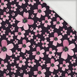 PINK FLOWERS PAT. 5 / black - looped knit fabric with elastane ITY