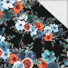 WATER-COLOR FLOWERS pat. 2 / black- single jersey with elastane ITY