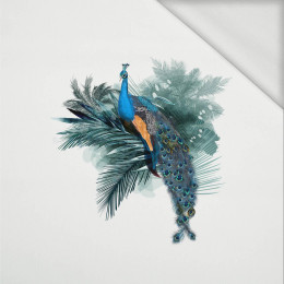 WATERCOLOR PEACOCK - panel (60cm x 50cm) looped knit
