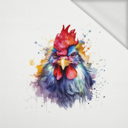 WATERCOLOR ROOSTER - panel (75cm x 80cm) looped knit
