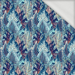 BLUE LEAVES (VINTAGE) - looped knit fabric
