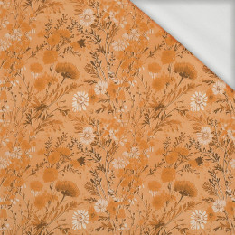 SUNDIAL ORANGE / FLOWERS - looped knit fabric