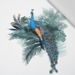WATERCOLOR PEACOCK - panel (75cm x 80cm) Cotton woven fabric