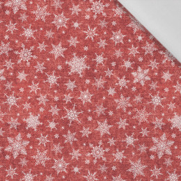 SNOWFLAKES PAT. 2 / ACID WASH RED - Cotton woven fabric