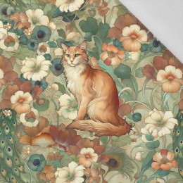 ART NOUVEAU CATS & FLOWERS PAT. 2 - panel (75cm x 80cm) Cotton woven fabric
