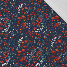 FOLK FLORAL pat. 1 / red (FOLK FOREST) - Cotton woven fabric