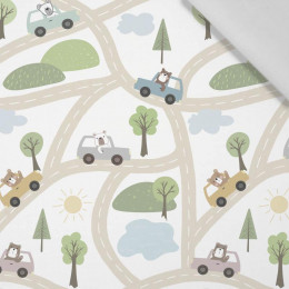 COLORFUL CARS / streets (CITY BEARS) - Cotton woven fabric