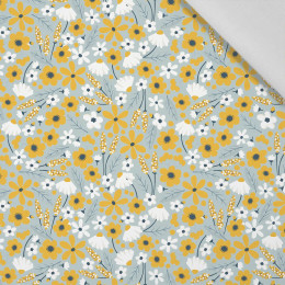 SMALL FLOWERS pat. 2 / light grey - Cotton woven fabric