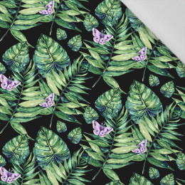 MINI LEAVES AND INSECTS PAT. 4 (TROPICAL NATURE) / black - Cotton woven fabric