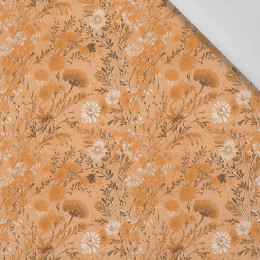 SUNDIAL ORANGE / FLOWERS - Cotton woven fabric