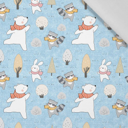 WINTER PARTY PAT. 1 (WINTER FUN) / ACID WASH LIGHT BLUE - Cotton woven fabric