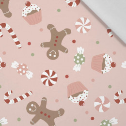 CHRISTMAS CANDIES (CHRISTMAS GINGERBREAD) / dusky pink - Cotton woven fabric
