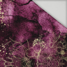 FLOWERS / golden contour Pat. 1  / WATERCOLOR MARBLE - Woven fabric for bermuda shorts - swim trunks