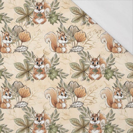 SQUIRRELS AND LEAVES pat. 1 (AUTUMN IN THE FOREST) - single jersey with elastane 