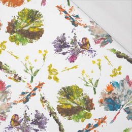 126cm COLORFUL LEAVES / white - organic single jersey with elastane 