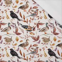 BIRDS PAT. 2 / WHITE (COLORFUL AUTUMN) - single jersey with elastane 