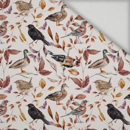 BIRDS PAT. 2 / WHITE (COLORFUL AUTUMN) - quick-drying woven fabric