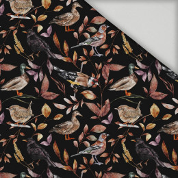 BIRDS PAT. 2 / BLACK (COLORFUL AUTUMN) - quick-drying woven fabric