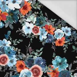 WATER-COLOR FLOWERS pat. 2 / black - Waterproof woven fabric