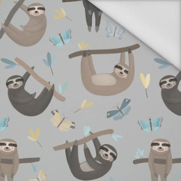 SLOTHS / butterflies (SLOTHS) / grey - Waterproof woven fabric