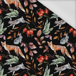 FOREST ANIMALS PAT. 2 / BLACK (COLORFUL AUTUMN) - Waterproof woven fabric