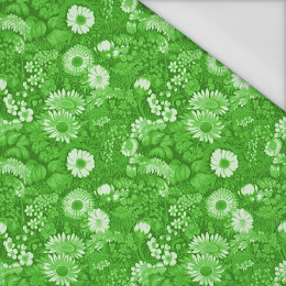 LIME GREEN / FLOWERS - Waterproof woven fabric