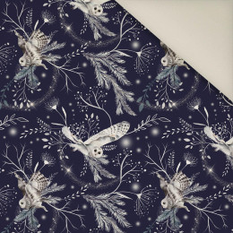 WINTER OWLS / dark blue (WINTER IN PARK)- Upholstery velour 
