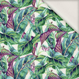 MINI LEAVES AND INSECTS PAT. 1 (TROPICAL NATURE) / white - viscose woven fabric