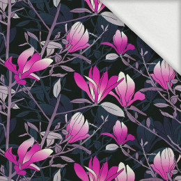 MAGNOLIAS pat. 1 (pink) / black - looped knit fabric with elastane