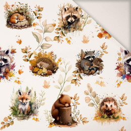 100CM AUTUMN ANIMALS / white - PERKAL cotton fabric