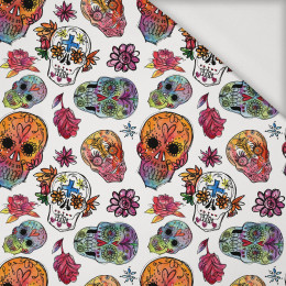 SKULLS pat. 3 / white (DIA DE LOS MUERTOS) - Viscose jersey