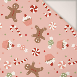 CHRISTMAS CANDIES (CHRISTMAS GINGERBREAD) / dusky pink - PERKAL Cotton fabric