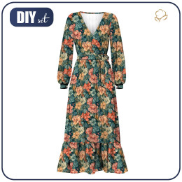 WRAP FLOUNCED DRESS (ABELLA) - FLOWERS pat.53 - sewing set