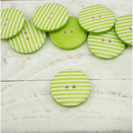 Plastic button with stripes big - lime