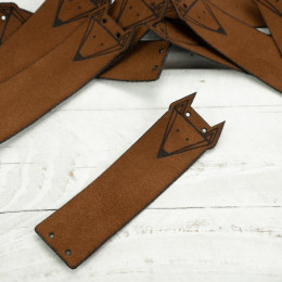 Loop fold label faux suede - fox 2 x 7 cm - brown