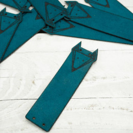 Loop fold label faux suede - fox 2 x 7 cm - smaragd