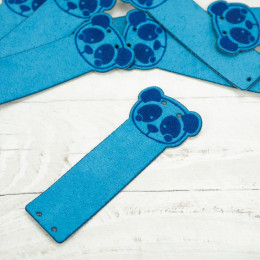 Loop fold label faux suede - panda 2 x 7 cm - turquoise