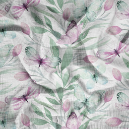 BUTTERFLIES MIX PAT.1 (WATER-COLOR BUTTERFLIES) - Cotton muslin