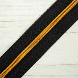 Zipper tape decorative 5mm - black / dark gold