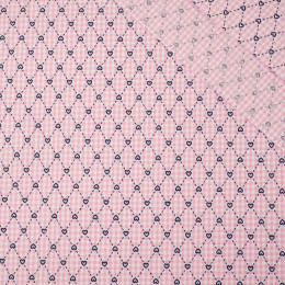 HEARTS AND RHOMBUSES / PINK CHECK - POPLIN 100% cotton 