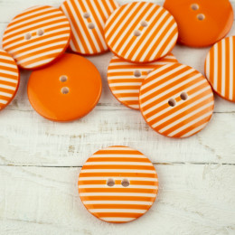 Plastic button with stripes big - orange