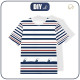 KID’S T-SHIRT -  SHIPS / stripes (marine) - single jersey (116/122)