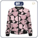 WOMEN’S BOMBER JACKET (KAMA) - PINK ROSES PAT. 5 / black - sewing set