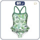 Girl's swimsuit - PALM LEAVES pat. 4 (white)